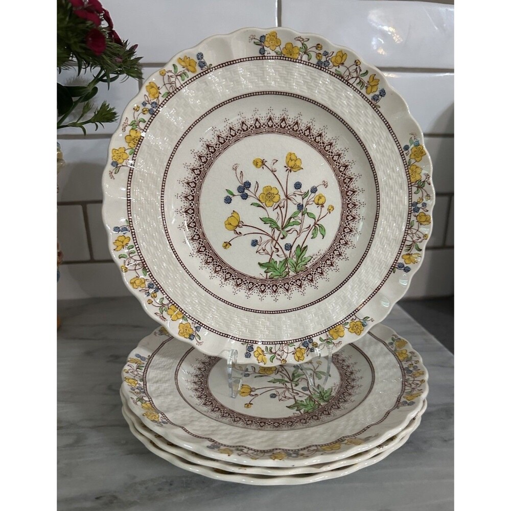 Copeland Spode Buttercup Chelsea Wicker 4 OLD MARK Salad Dessert Wall Plates